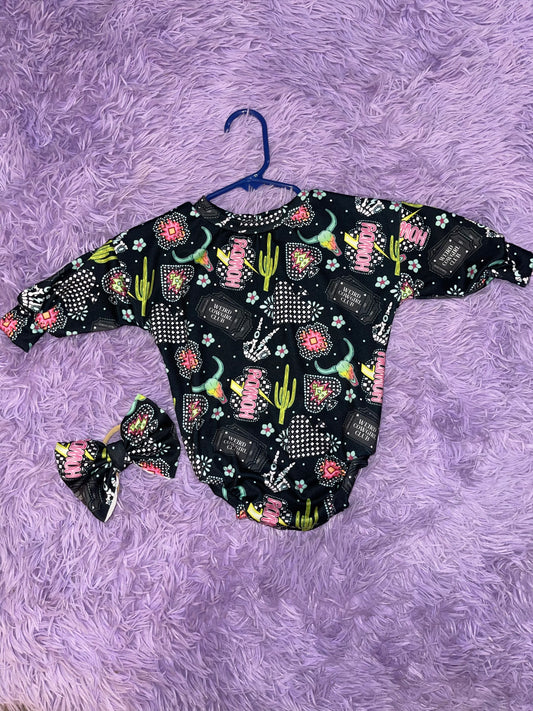 Howdy Neon sweater romper Matching Nylon bow